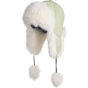 ⚡Women Green Faux Fur Trapper Pompoms Warm Classic Ear Flaps Fuzzy Bobble Cap